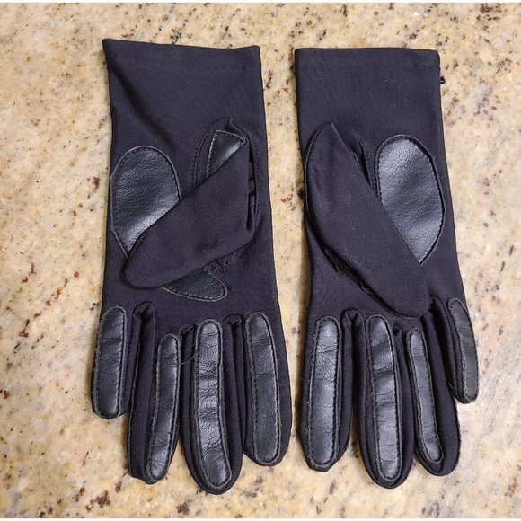 Vintage One Size Fits All Black Nylon Leather Stretch 8" Driving Gloves New?? - Picture 4 of 15